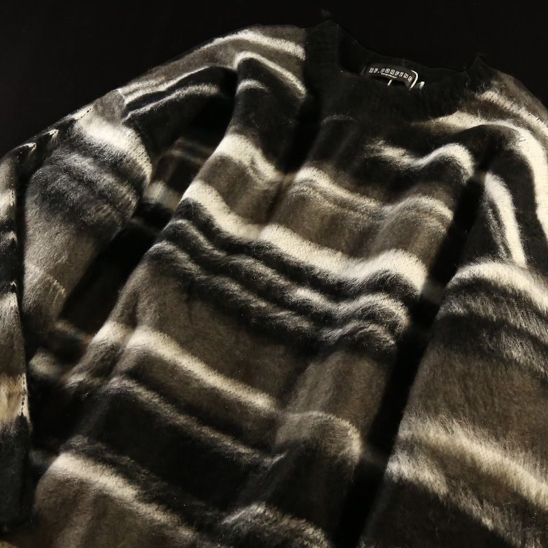 日系复古oversize软糯条纹毛衣男秋冬款大码胖子宽松仿貂绒针织衫