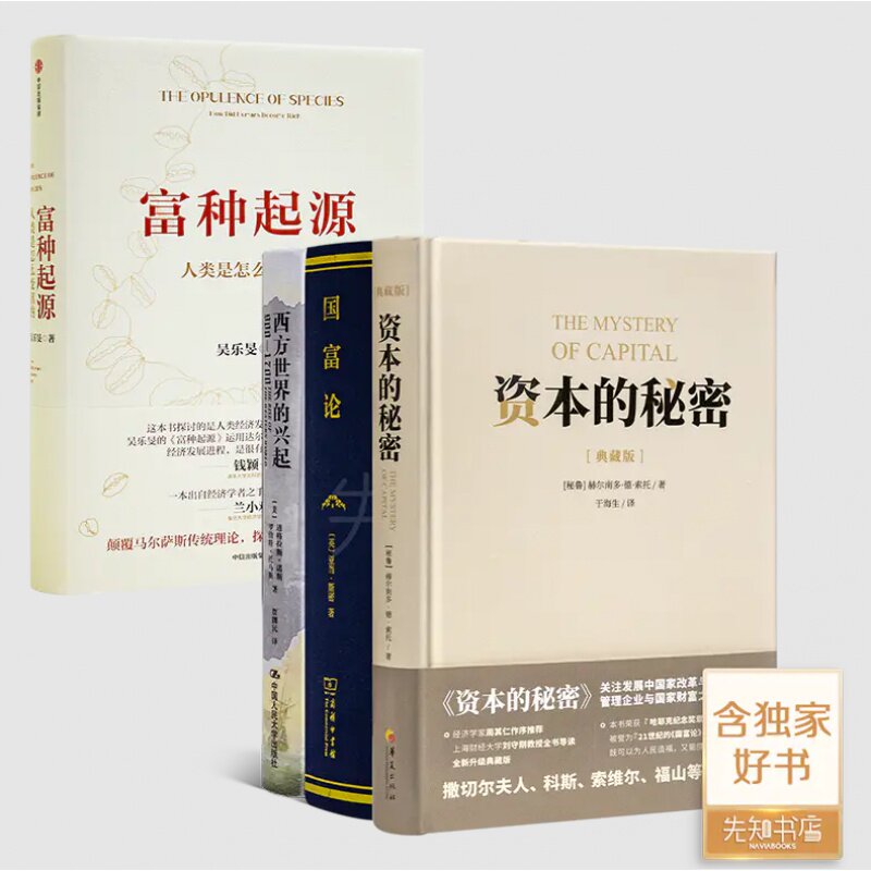 【含签名版】吴乐旻《富种起源:人类是怎么变富的》+“国家的兴衰”经典三书《资本的秘密》《国富论》《西方世界的兴起》