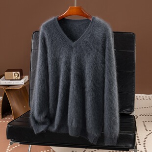 云朵拉绒！口碑福利款 无缝100纯山羊绒衫男秋冬V领针织打底衫