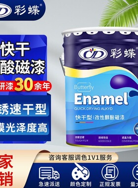 彩蝶快干防锈漆栏杆铁门彩钢瓦翻新黑灰色油漆金属漆油性醇酸磁漆