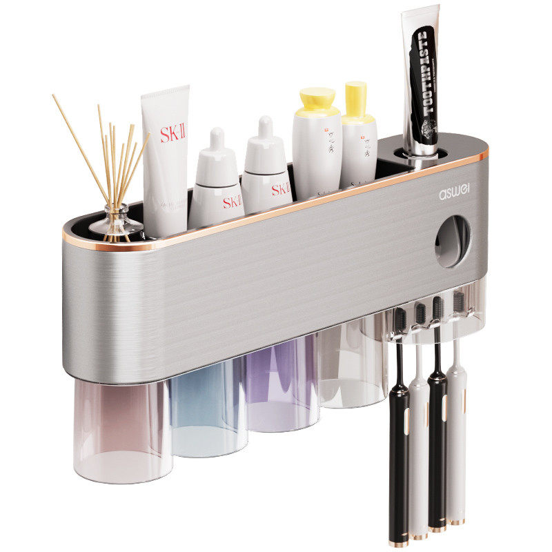 放牙刷牙膏置物架牙刷置物架刷牙杯电动漱口杯牙具壁挂式免打孔i.