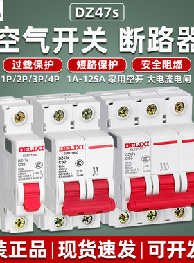 德力西空气开关DZ47s家用32A小型断路器1P 2P 63A电闸16A三相100A