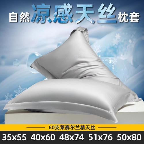 夏天冰丝凉感枕套50x80一对40x60高级感天丝枕头套一个儿童35x55