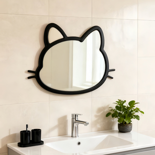 ins卡通创意艺术装饰镜萌趣可爱卧室化妆镜高级不规则智能浴室镜