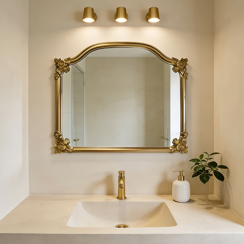 欧式宫廷风浴室镜法式复古卧室梳妆台化妆镜玄关客厅墙面装饰挂镜,住宅家具,化妆镜,淘宝优惠券,粉丝福利购,淘宝优惠卷