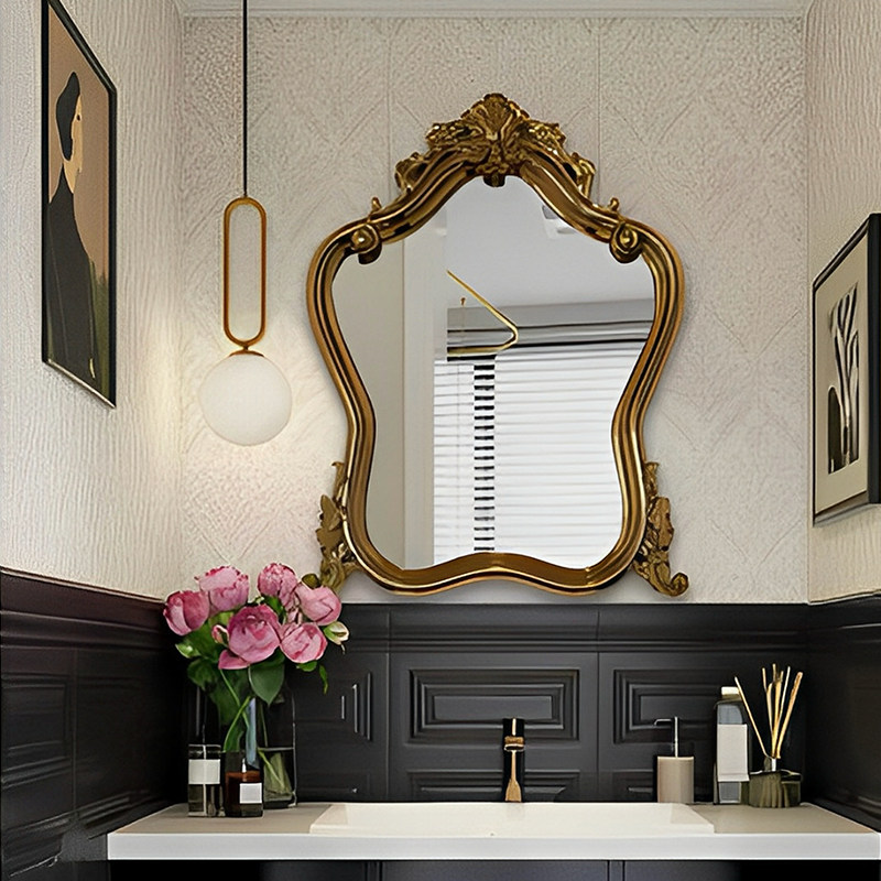 法式轻奢雕花浴室挂镜壁挂复古墙面装饰镜高级LED智能防雾化妆镜,住宅家具,化妆镜,淘宝优惠券,粉丝福利购,淘宝优惠卷