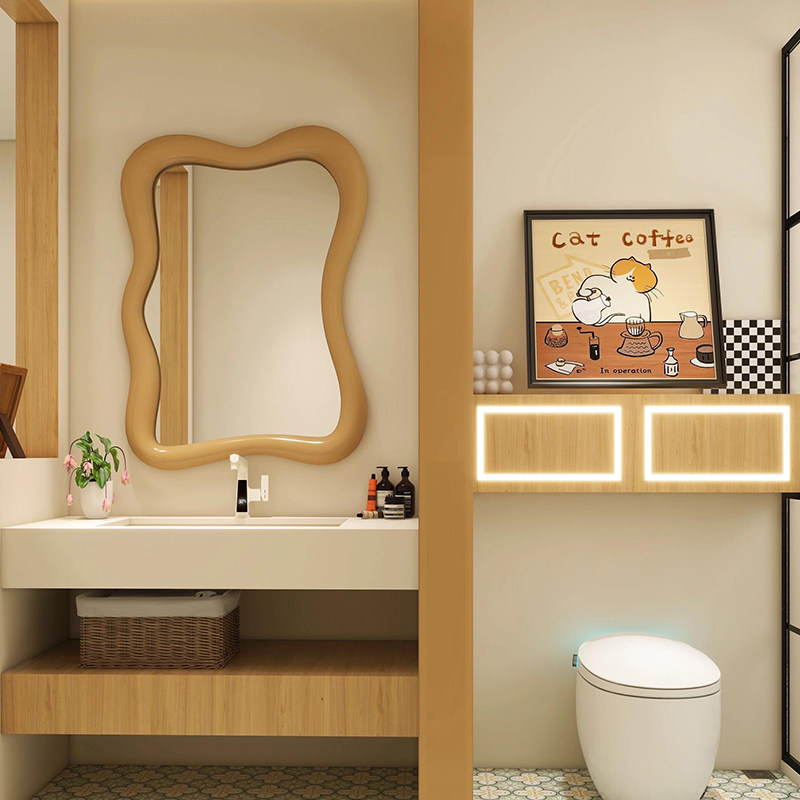 法式不规则ins奶油风梳妆镜异形创意装饰镜轻奢led智能防雾卫浴镜,住宅家具,化妆镜,淘宝优惠券,粉丝福利购,淘宝优惠卷