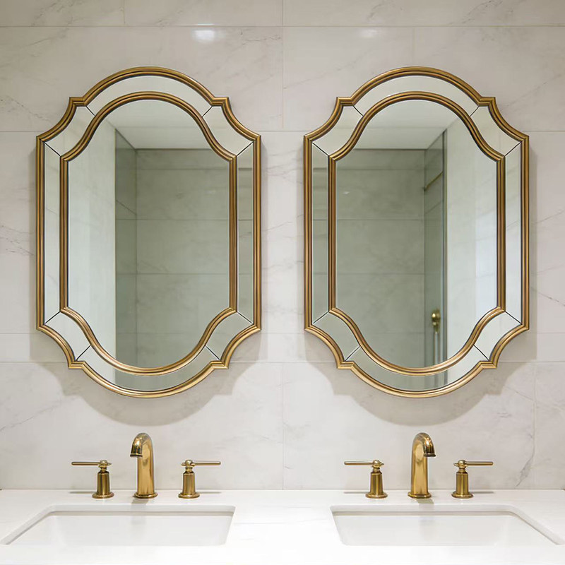 法式高级双台盆led智能浴室镜欧式壁炉玄关艺术装饰镜卧室梳妆镜