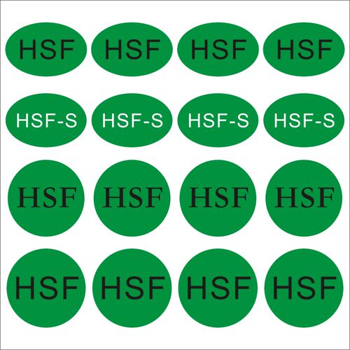 HSF不干胶标签无有害物质标识圆形椭圆贴纸直径20MM绿色环保贴纸X