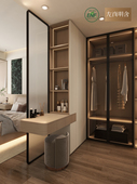 杭州左尚明舍全屋定制卧室转角衣柜l型隔断梳妆台一体组合衣帽间