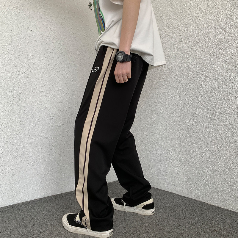 高街潮ins黑色运动裤直筒宽松裤子原宿风阔腿卫裤K2047P35女类,女装休闲裤,电商B245A