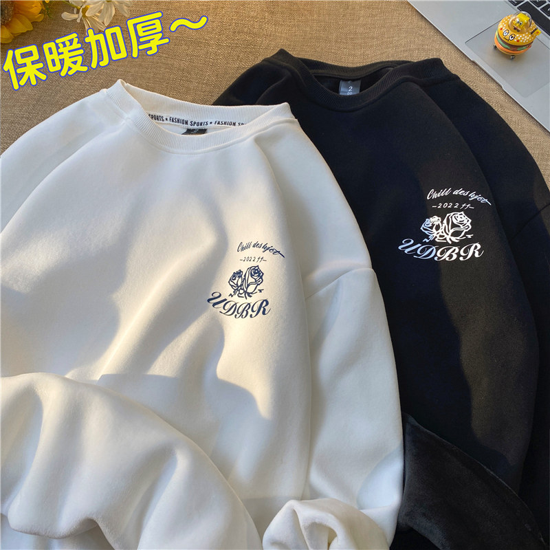 roora情侣玫瑰花卫衣外套加绒420克纯华银狐绒W8053-P48控68,男装卫衣,电商B245A