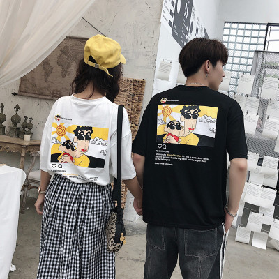 T1132-P25 纯棉M-4XL夏天情侣宽松上衣学生短袖大码卡通T恤男女
