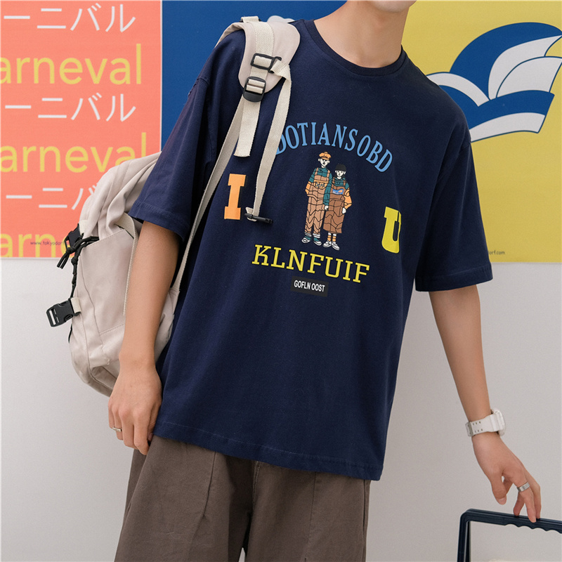 Japanese Hong Kong couple short sleeve retro printed student T-shirt