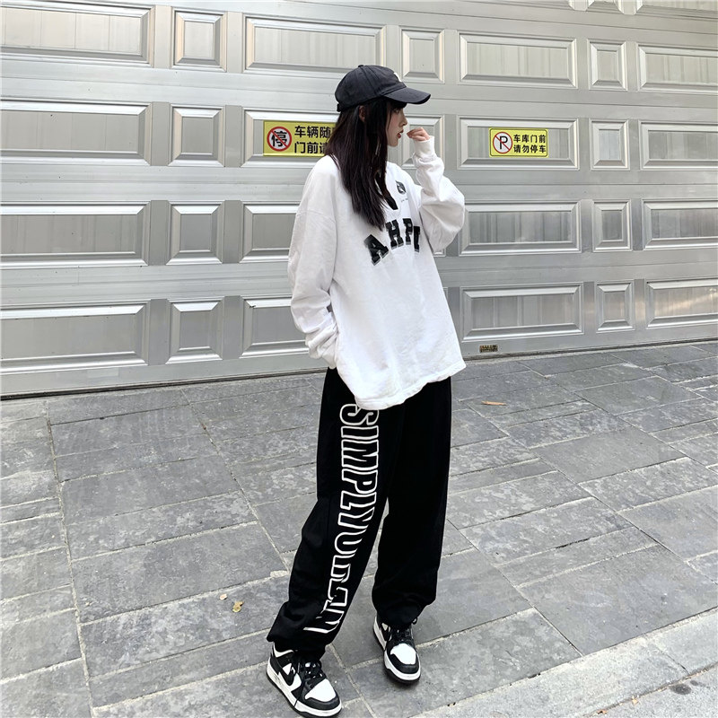 ins潮高街街舞hiphop百搭束脚嘻哈休闲宽松运动卫裤K2082P35女类,女装休闲裤,电商B245A