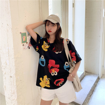 夏装新品ins卡通短袖T恤女宽松半袖bf慵懒风上衣T838-P25