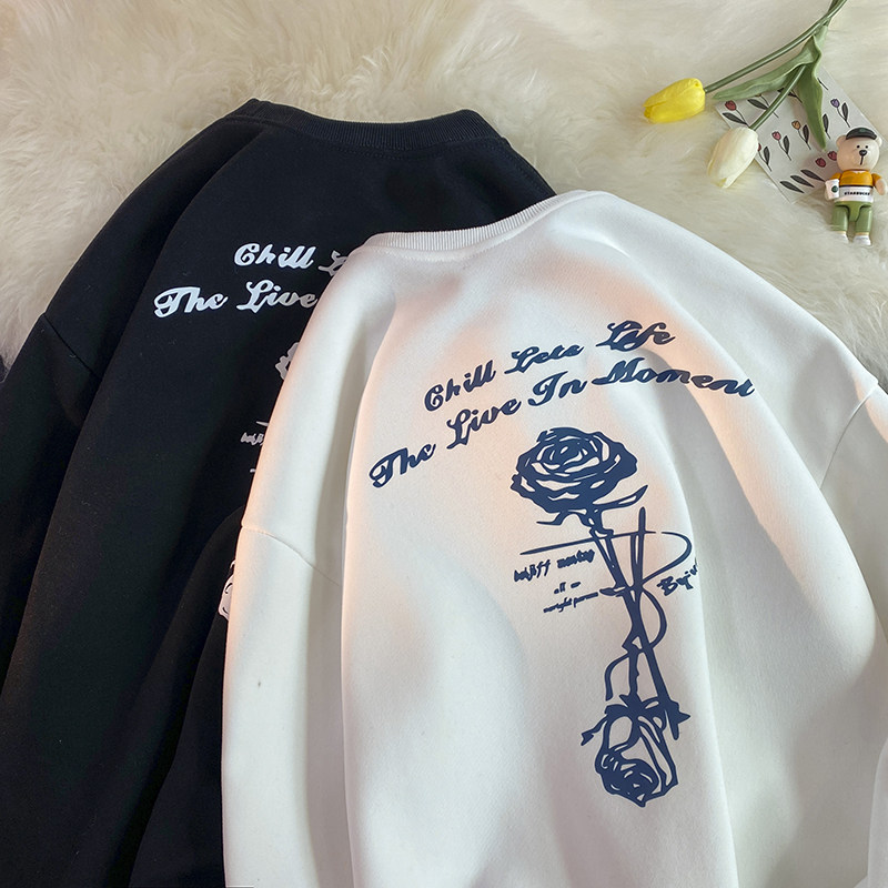 高街嘻哈大码外套玫瑰花卫衣260克仿鱼鳞W8053-P35控48女类,女装卫衣/绒衫,电商B245A