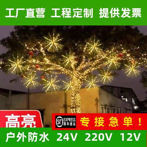 led烟花灯户外防水彩灯闪灯串灯满天星街道亮化灯挂树节日装饰灯