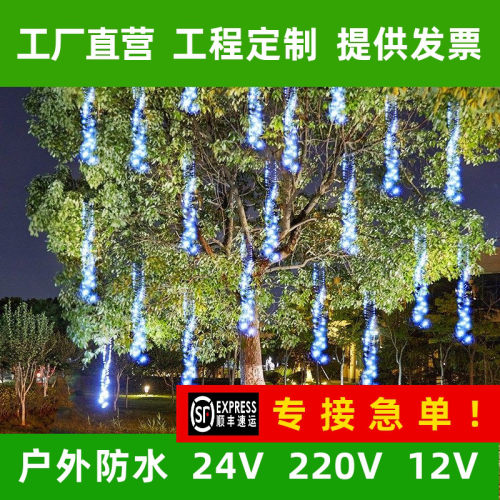 LED流星雨鞭炮灯串户外庭院防水大树挂灯亮化装饰彩灯满天星串灯