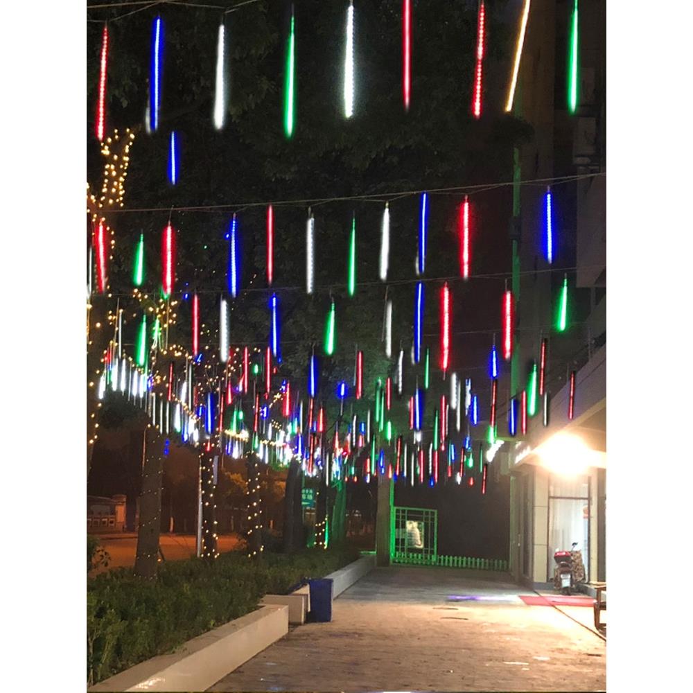 户外防水太阳能流星雨灯彩灯闪灯串灯满天星庭院流水挂树上装饰灯