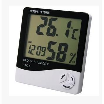 家用 HTC-1室内电子数显温湿度计多功能带闹钟温度计
