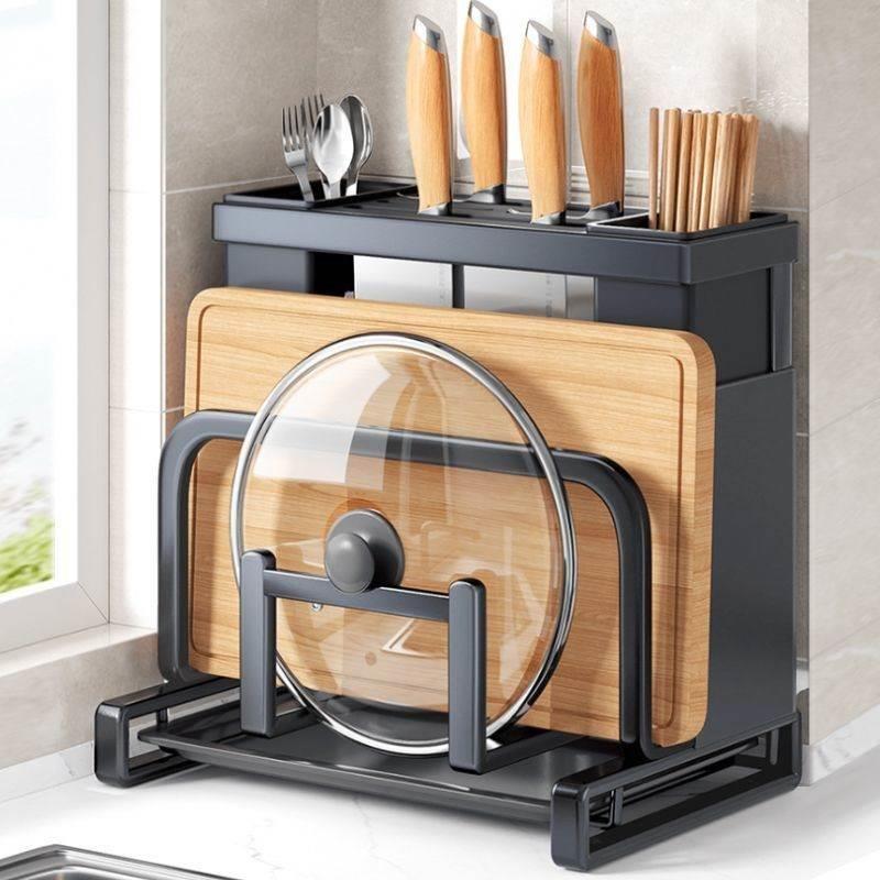 厨房刀架置物架菜刀架子台面放砧板锅盖菜板筷子刀具收纳架一体架