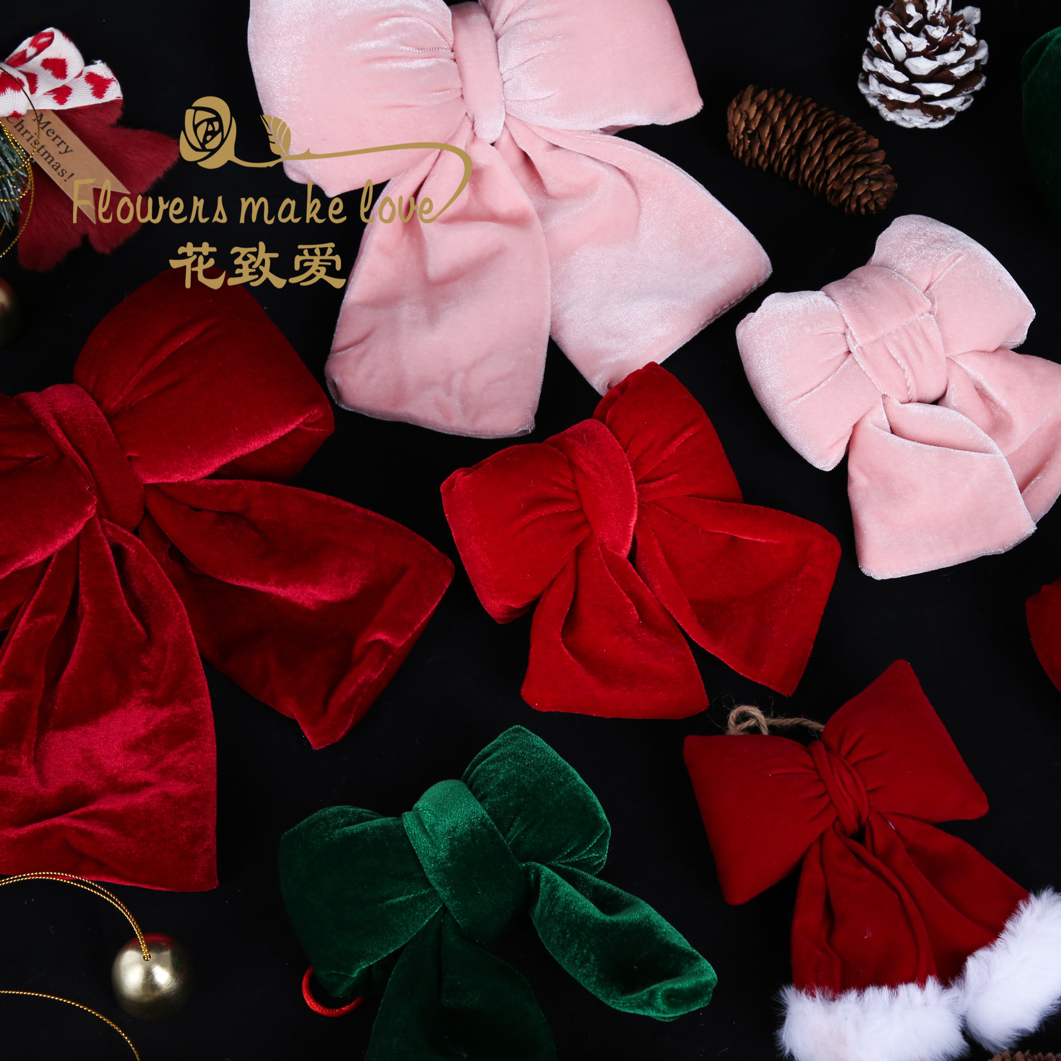 圣诞节装饰高档绒布立体红色蝴蝶结圣诞树装饰节日氛围布置花资材,节庆用品/礼品,圣诞装饰品,淘宝优惠券,粉丝福利购,淘宝优惠卷