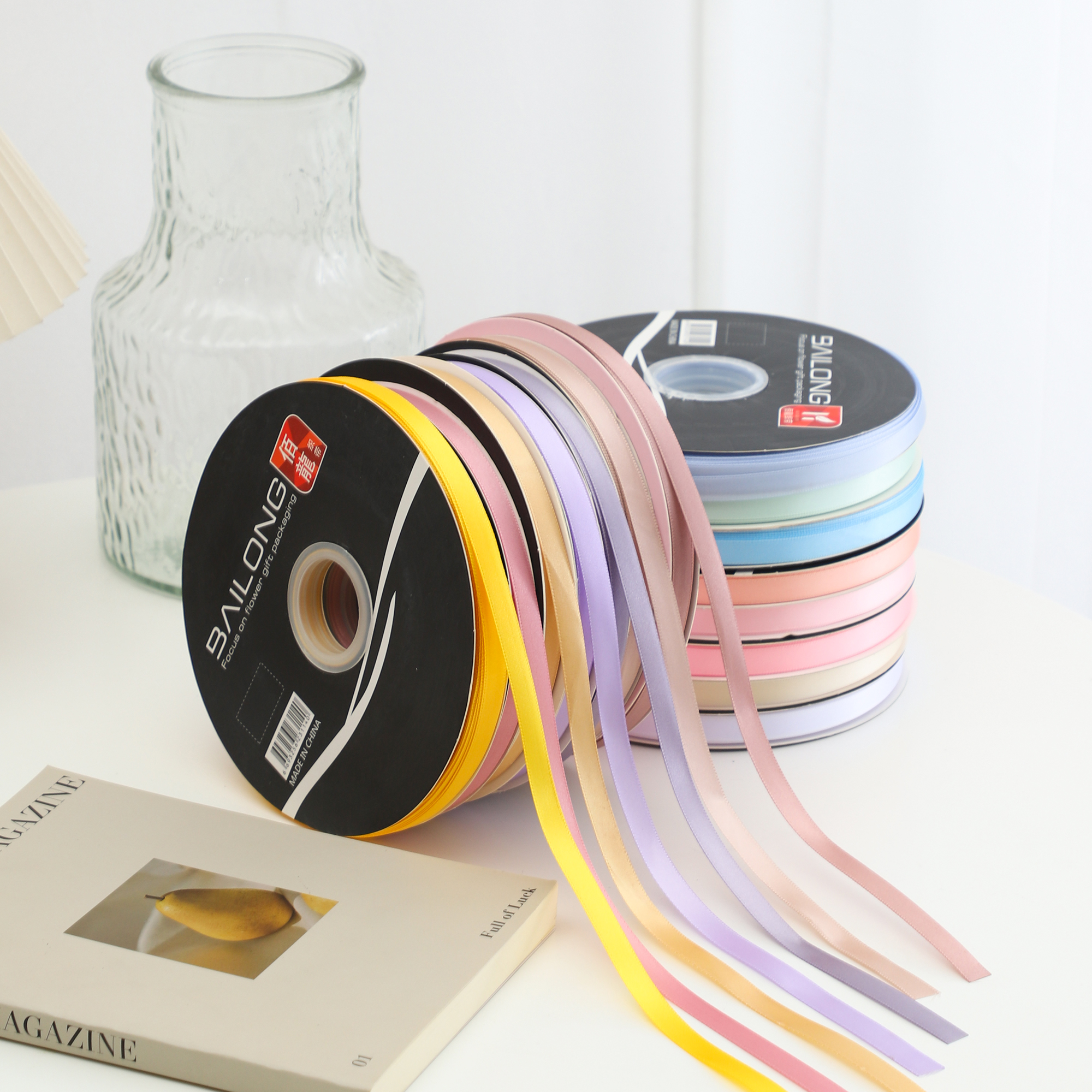 1cm纯色丝带100码鲜花包装缎带