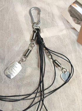 Pbpr创意圣帕钥匙扣挂件编织流苏原创弹簧英文吊牌爱吊坠挂饰