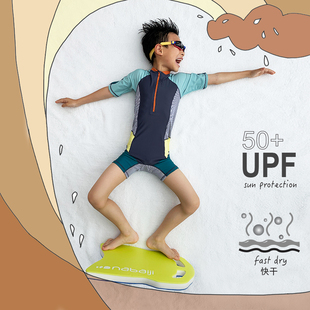 连体连体学游泳训练泳衣游泳课培训 短裤 有这么只 男儿童孩子短袖