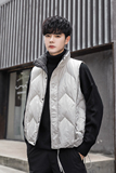 短款立领拼色羽绒马夹男日系面包服保暖外套马甲M803-P125，男装棉衣，电商A237