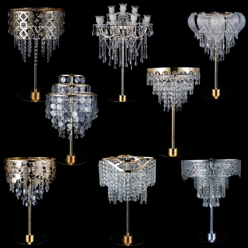 水晶亚克力珠帘桌花器韩式欧式婚礼堂宴会厅真花摆件婚庆道具