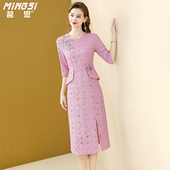 轻奢镶钻显瘦正式 茗思高级气质蕾丝连衣裙女2026春季 新款 场合裙子