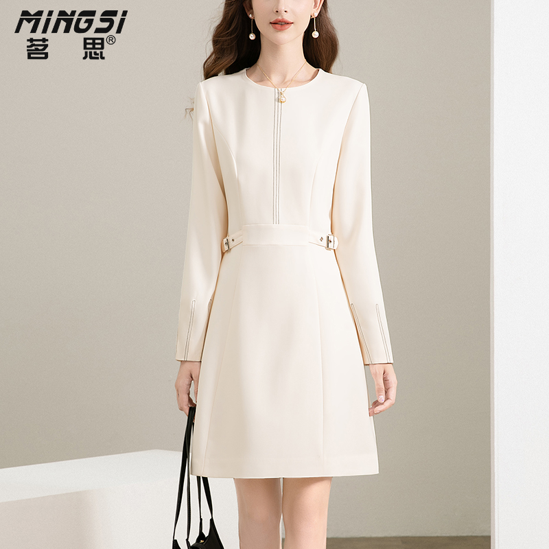 设计感长袖气质通勤收腰衣裙