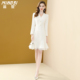 修身 V领长袖 显瘦鱼尾裙 新款 茗思高级感气质通勤连衣裙女2026春季