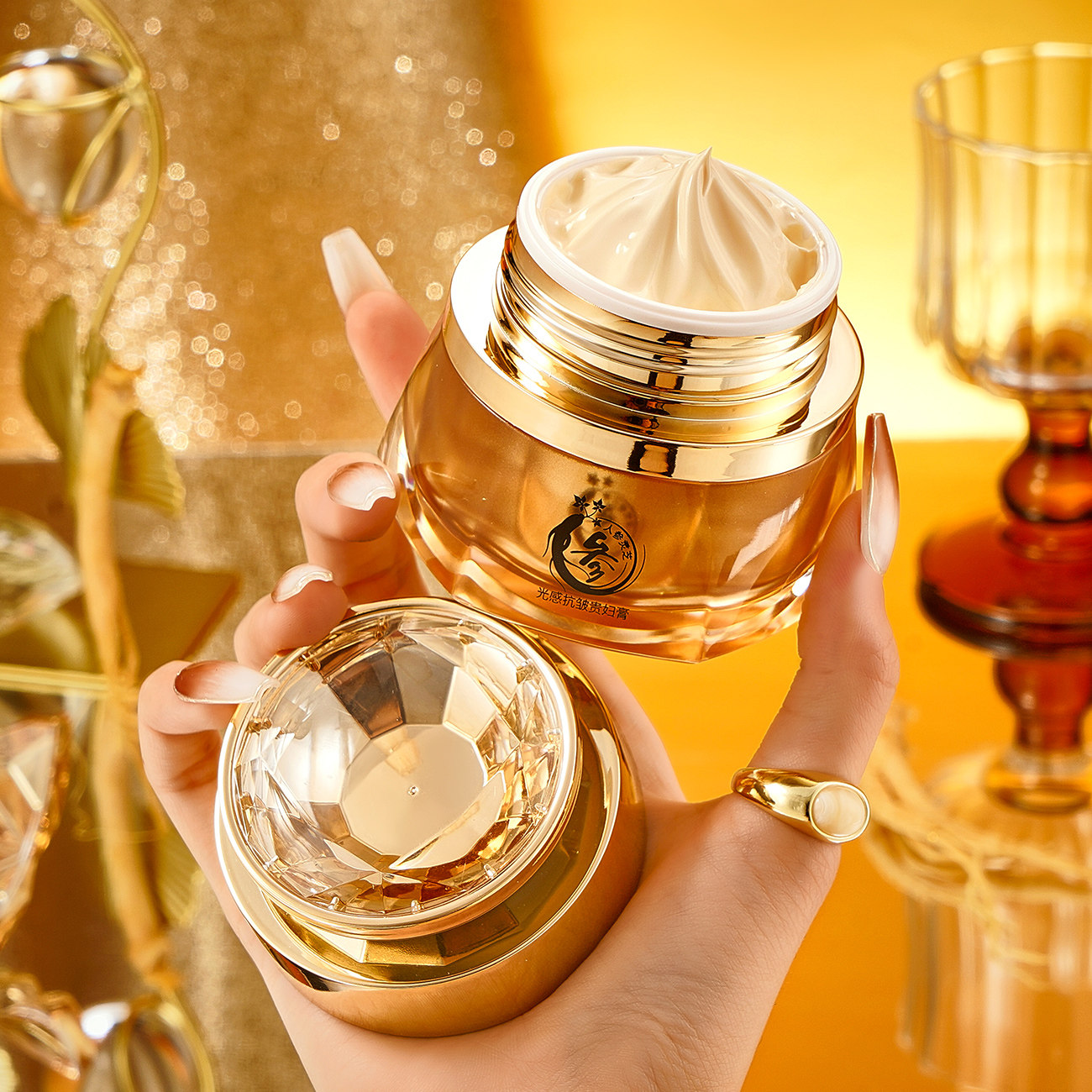 官方正品人参灵芝贵妇膏精华面霜抗皱美颜护肤补水保湿淡化细纹