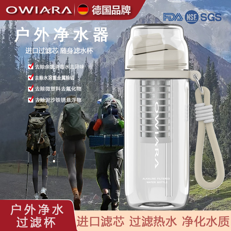 德国OWIARA户外净水杯除铁锈水垢异味热水净化水质便携随手滤水杯
