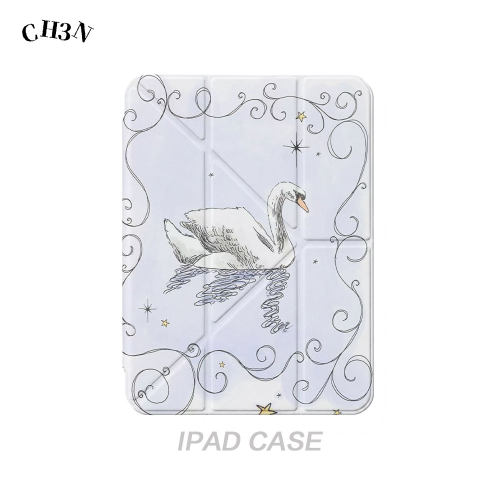 CH3N·天鹅适用ipad pro2025保护套书本苹果平板Air8/7/6防弯亚克力Y折叠13寸小众mini7/6创意iPad12/11