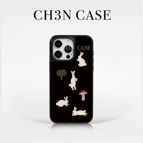 CH3N·蘑菇兔苹果17/16promax手机壳插画iPhone15新款14小众艺术13ins不撞款高级个性可爱手机壳防摔保护壳