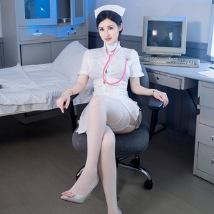 夜勤病房 纯欲禁欲护士cosplay制服性感绑带收腰开叉连衣裙短裙女