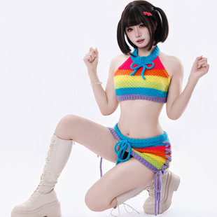 彩虹彼端】斩男晨袍战袍内衣qqny女针织露背毛衣童真涩涩高领纯欲