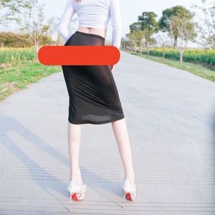 两穿心机露出任务冰丝包臀短裙女夏性感辣妹透视紧身抹胸裙薄