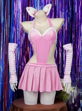 女性感可爱毛绒连体衣女仆家居服
