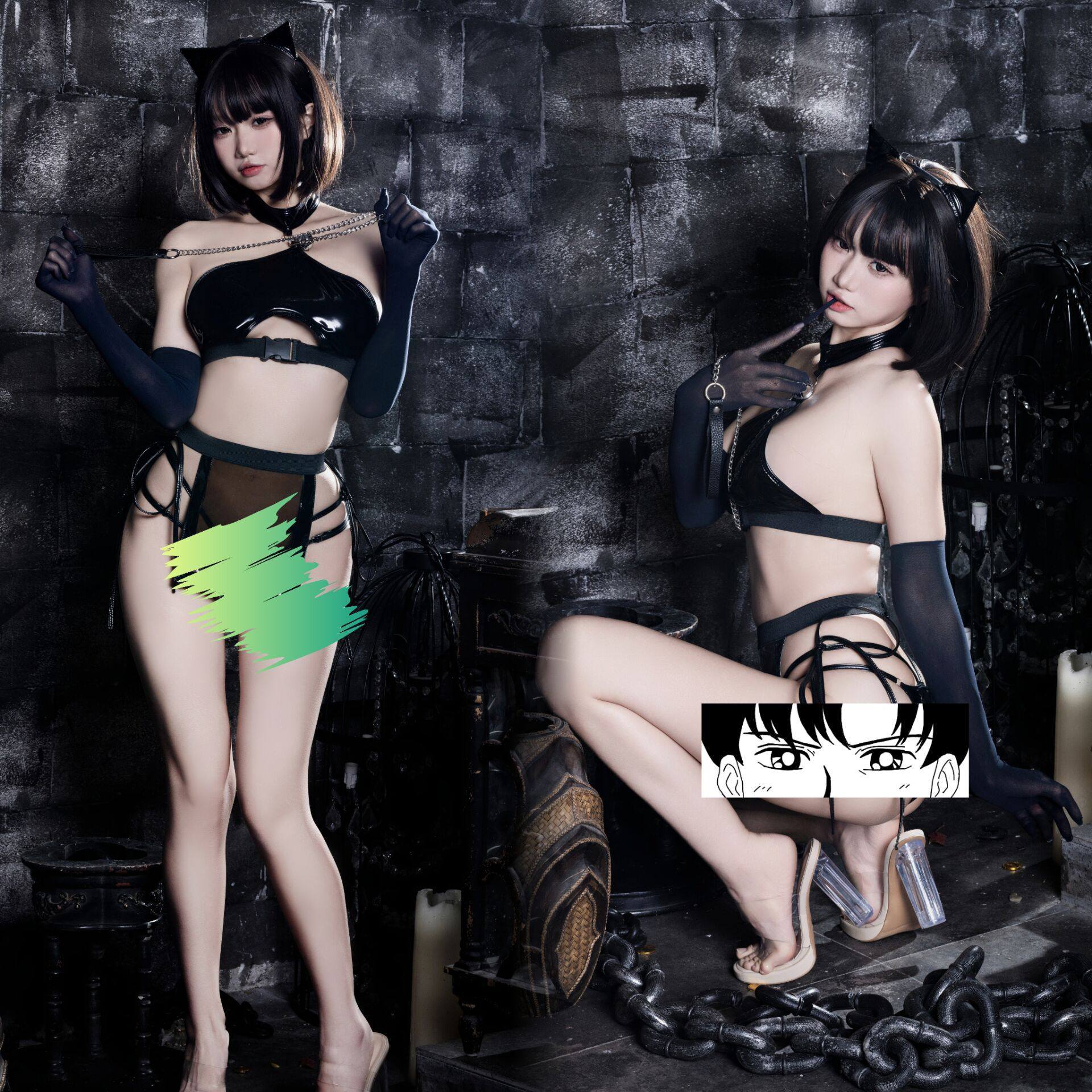 二次元性感诱惑猫女郎女仆睡衣