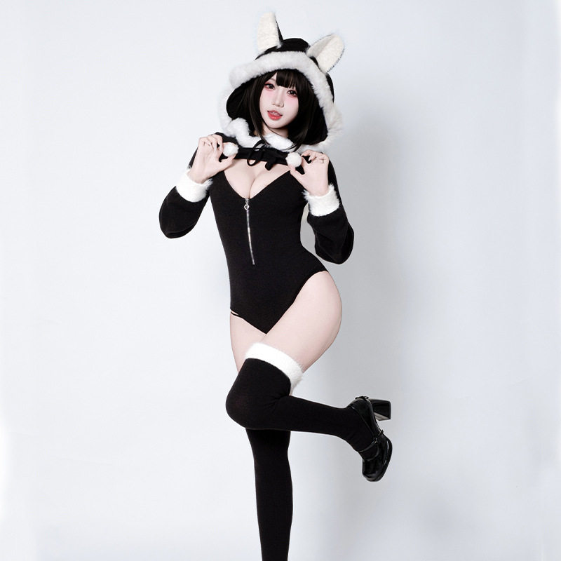 海喵喵】二次元内衣针织大灰狼高级cos私房写真万圣节cos黑色套装