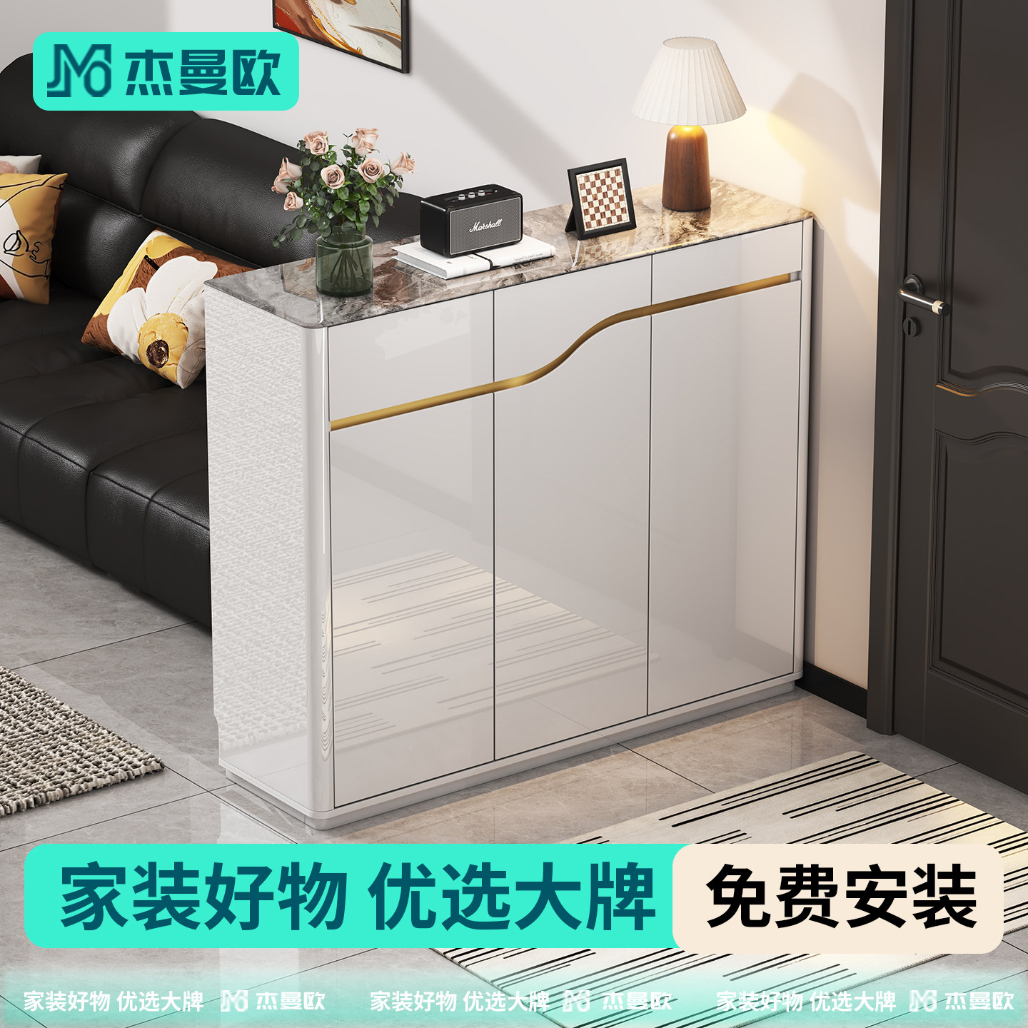 烤漆鞋柜家用门口收纳柜一体靠墙