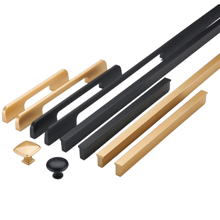 凯瑞蒂简约铝合金黑色橱柜抽屉衣柜加长柜门拉手长条超长门把手