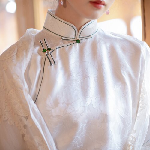 月芝华丨一城风絮丨真丝提花旗袍
