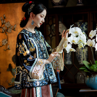 复古国风袍褂复原款 春秋满绣花对襟盘扣中式 一城风絮 幽客香远