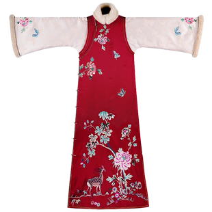 衔花鹿丨一城风絮丨中式刺绣花加厚夹棉过新年旗袍红色年轻款气质